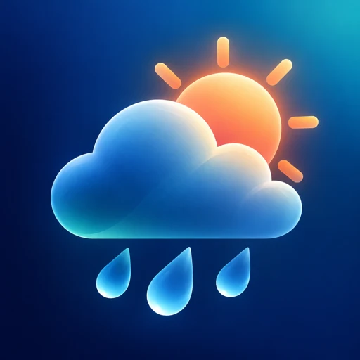 Wetherly app icon, showing sun, cloud and rain